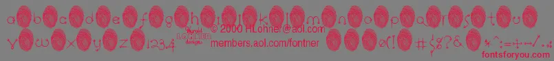 RingpinTrialVersion-Schriftart – Rote Schriften auf grauem Hintergrund