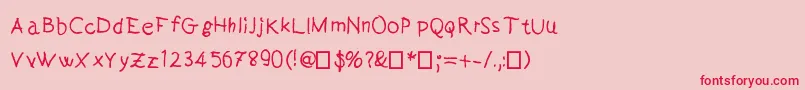フォントHandeer – ピンクの背景に赤い文字