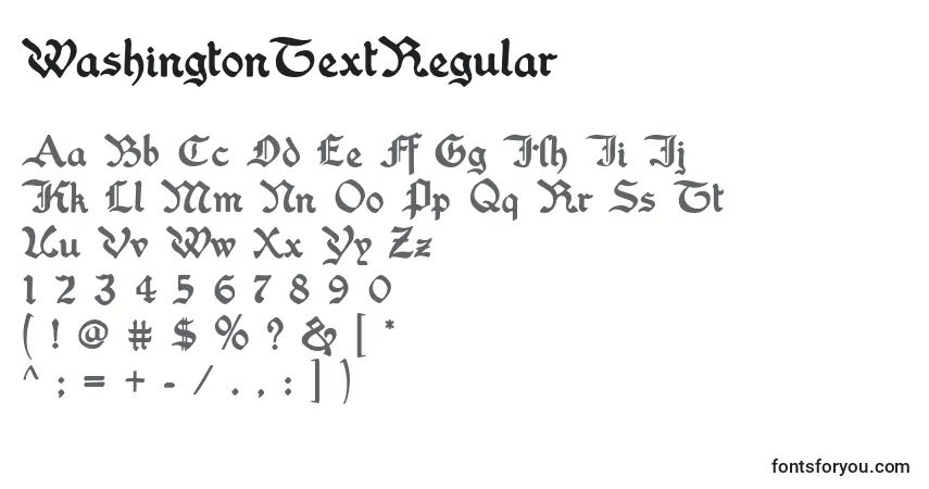 WashingtonTextRegular Font – alphabet, numbers, special characters