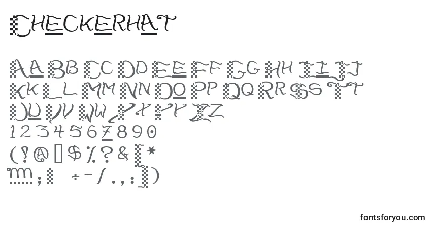 A fonte Checkerhat – alfabeto, números, caracteres especiais