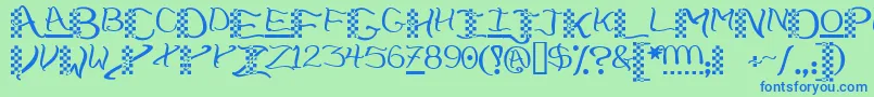 Checkerhat Font – Blue Fonts on Green Background