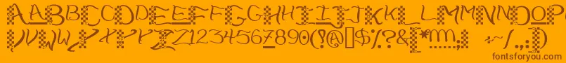 Fonte Checkerhat – fontes marrons em um fundo laranja