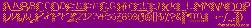 fuente Checkerhat – Fuentes Naranjas Sobre Fondo Morado