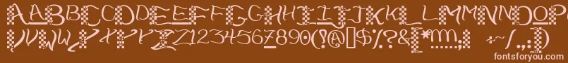 Checkerhatフォントについての詳細 フォントCheckerhat – 茶色の背景にピンクのフォント