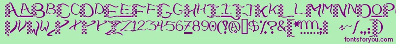 Checkerhat Font – Purple Fonts on Green Background