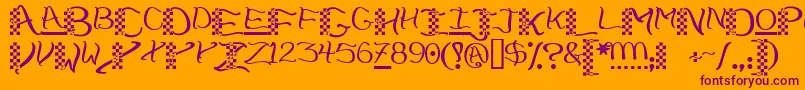 Checkerhat Font – Purple Fonts on Orange Background