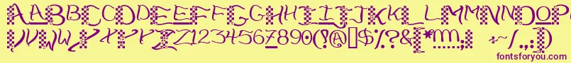 Checkerhat Font – Purple Fonts on Yellow Background