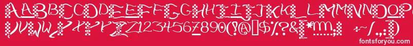 Checkerhat Font – White Fonts on Red Background