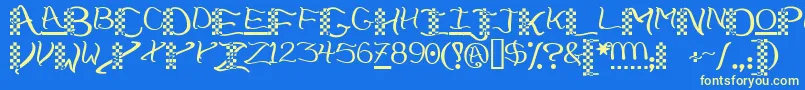 Fonte Checkerhat – fontes amarelas em um fundo azul
