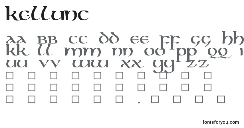 A fonte Kellunc – alfabeto, números, caracteres especiais