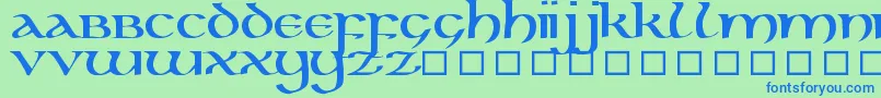 フォントKellunc – 青い文字は緑の背景です。