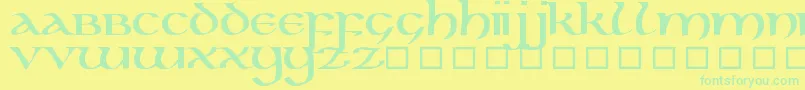 フォントKellunc – 黄色い背景に緑の文字