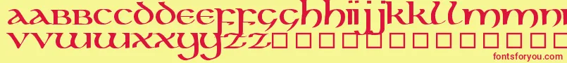 Czcionka Kellunc – czerwone czcionki na żółtym tle