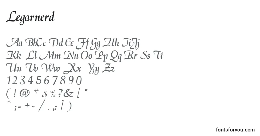 Schriftart Legarnerd – Alphabet, Zahlen, spezielle Symbole