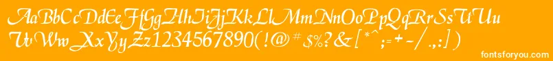 Legarnerd-Schriftart – Weiße Schriften auf orangefarbenem Hintergrund