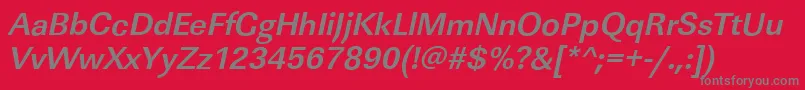 LinearstdBolditalic-Schriftart – Graue Schriften auf rotem Hintergrund