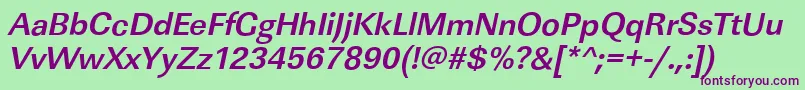 LinearstdBolditalic Font – Purple Fonts on Green Background