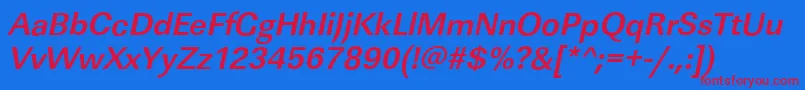 LinearstdBolditalic Font – Red Fonts on Blue Background