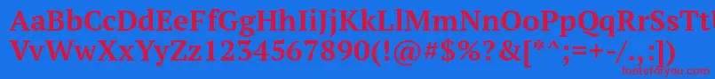 Fonte PtSerifBold – fontes vermelhas em um fundo azul