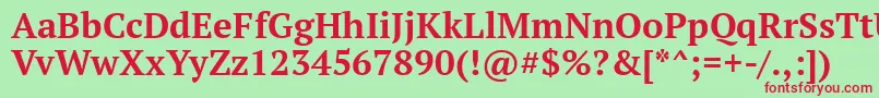 Шрифт PtSerifBold – красные шрифты на зелёном фоне