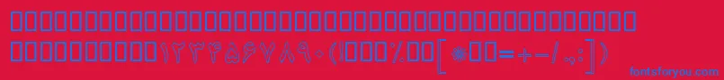 Fonte BNazaninOutline – fontes azuis em um fundo vermelho