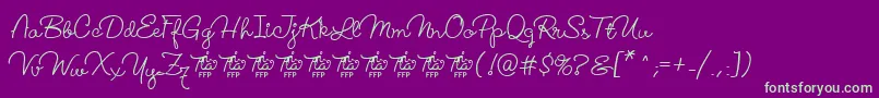 LucemitaFontFfp-Schriftart – Grüne Schriften auf violettem Hintergrund