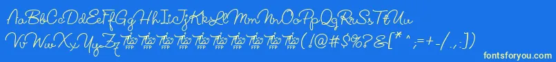 フォントLucemitaFontFfp – 黄色の文字、青い背景