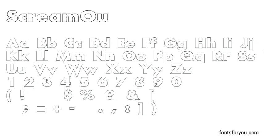 Schriftart ScreamOutlined – Alphabet, Zahlen, spezielle Symbole
