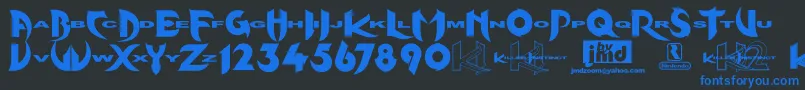 Kinifed Font – Blue Fonts on Black Background