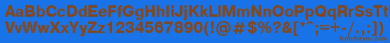 フォントAxcartbd – 茶色の文字が青い背景にあります。