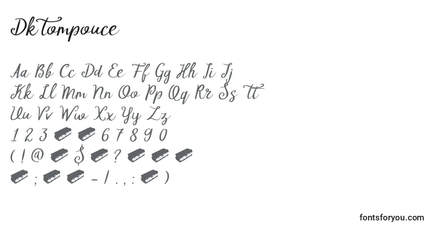 Schriftart DkTompouce – Alphabet, Zahlen, spezielle Symbole