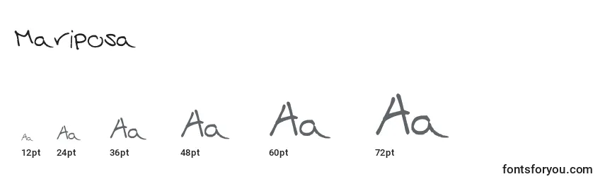 Размеры шрифта Mariposa