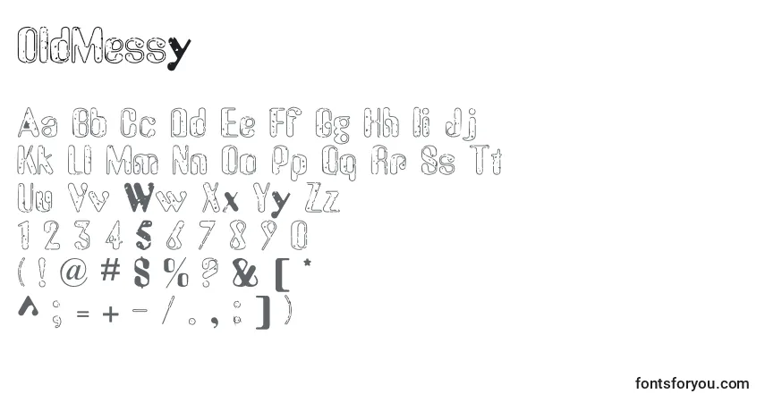 Czcionka OldMessy – alfabet, cyfry, specjalne znaki