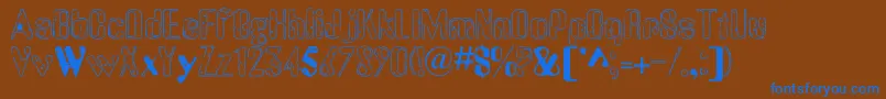 OldMessy-Schriftart – Blaue Schriften auf braunem Hintergrund