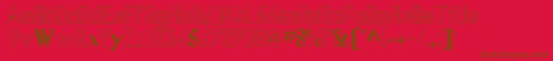 OldMessy-fontti – ruskeat fontit punaisella taustalla