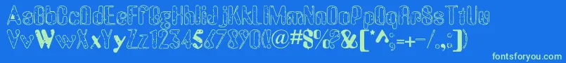 OldMessy Font – Green Fonts on Blue Background