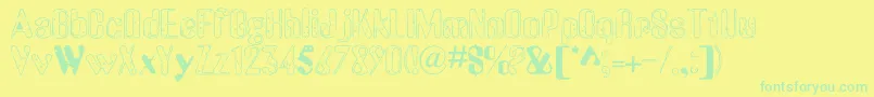 OldMessy-Schriftart – Grüne Schriften auf gelbem Hintergrund
