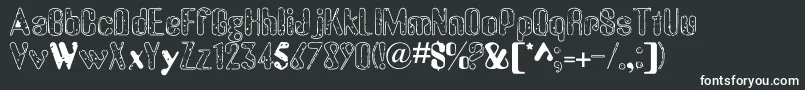 OldMessy-fontti – valkoiset fontit mustalla taustalla