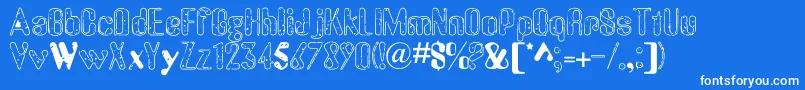 OldMessy-fontti – valkoiset fontit sinisellä taustalla