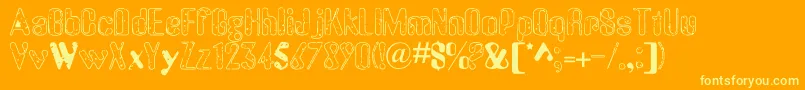 OldMessy-fontti – keltaiset fontit oranssilla taustalla