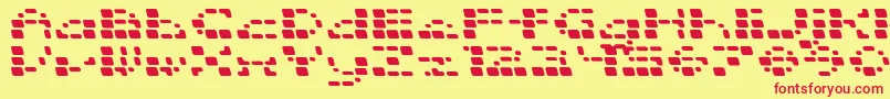 SquarrelRounded-Schriftart – Rote Schriften auf gelbem Hintergrund