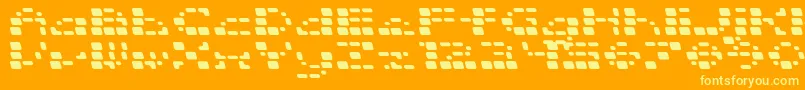 Fonte SquarrelRounded – fontes amarelas em um fundo laranja