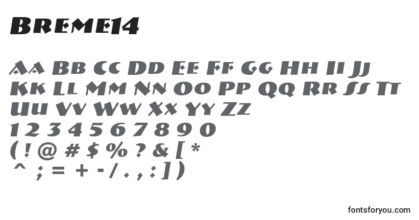 Czcionka Breme14 – alfabet, cyfry, specjalne znaki