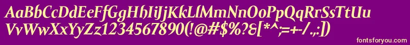 AmorSerifTextProBoldItalic Font – Yellow Fonts on Purple Background