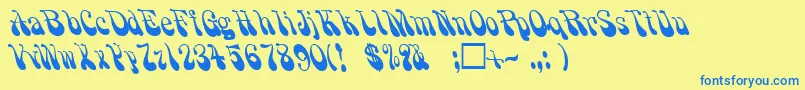 PsychadelicRegular Font – Blue Fonts on Yellow Background