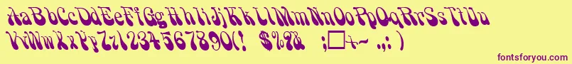 PsychadelicRegular Font – Purple Fonts on Yellow Background