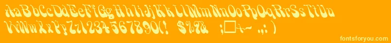 PsychadelicRegular-Schriftart – Gelbe Schriften auf orangefarbenem Hintergrund