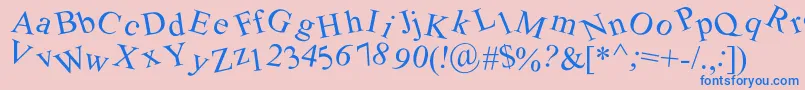 Crooked Font – Blue Fonts on Pink Background