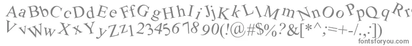 Crooked-fontti – harmaat kirjasimet valkoisella taustalla