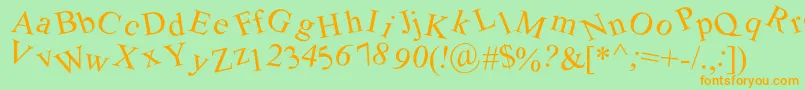 Crooked Font – Orange Fonts on Green Background